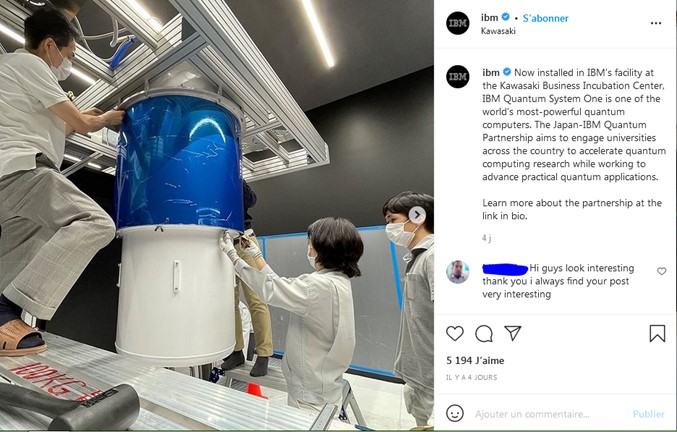 IBM's Instagram image showing the installation of a quantum system