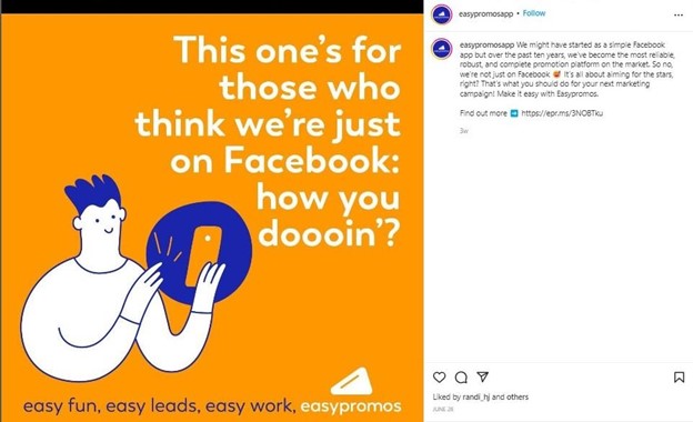 Publicité Instagram easypromos avec lien bit.ly