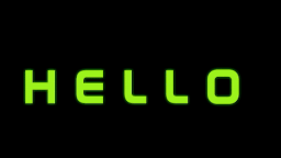 Pulsating HELLO text in green