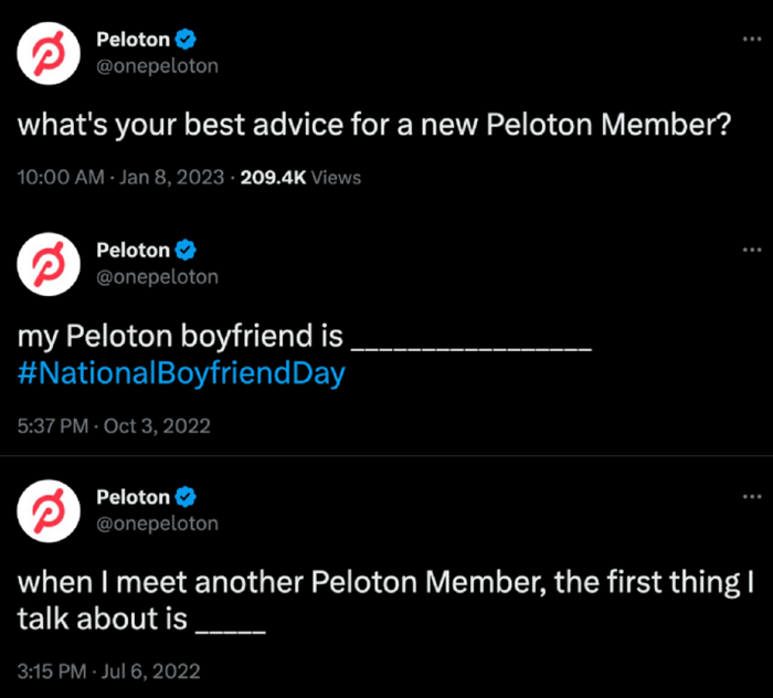 Peloton Twitter soliciting feedback comments from customers