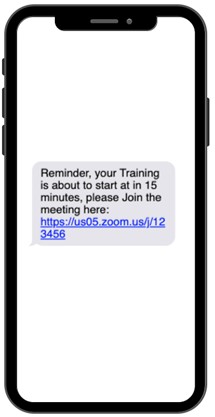 Sample of a training reminder sent through SMS