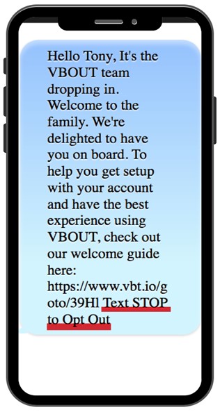 Example of an SMS message opt-out option
