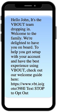 Sample of an onboarding SMS message