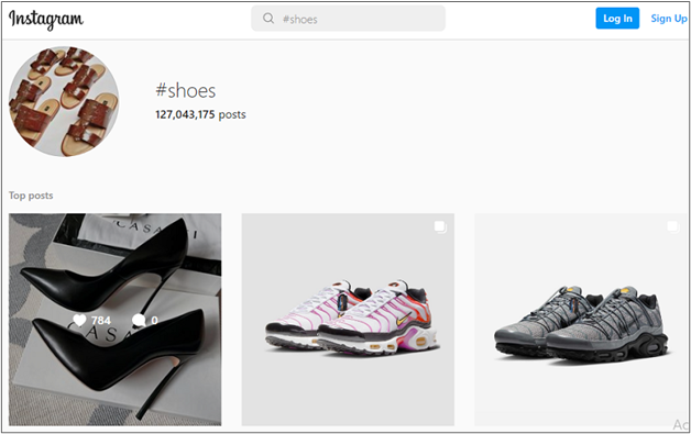 Instagram shoes tag search