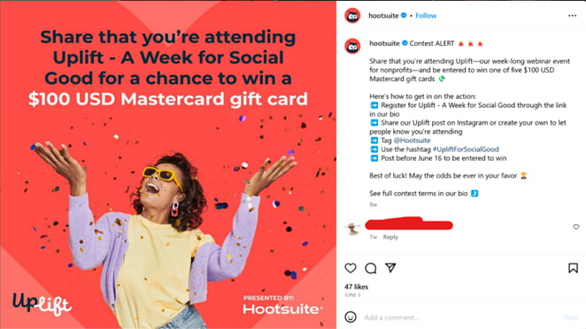 social media pr example: hootsuite giveaway