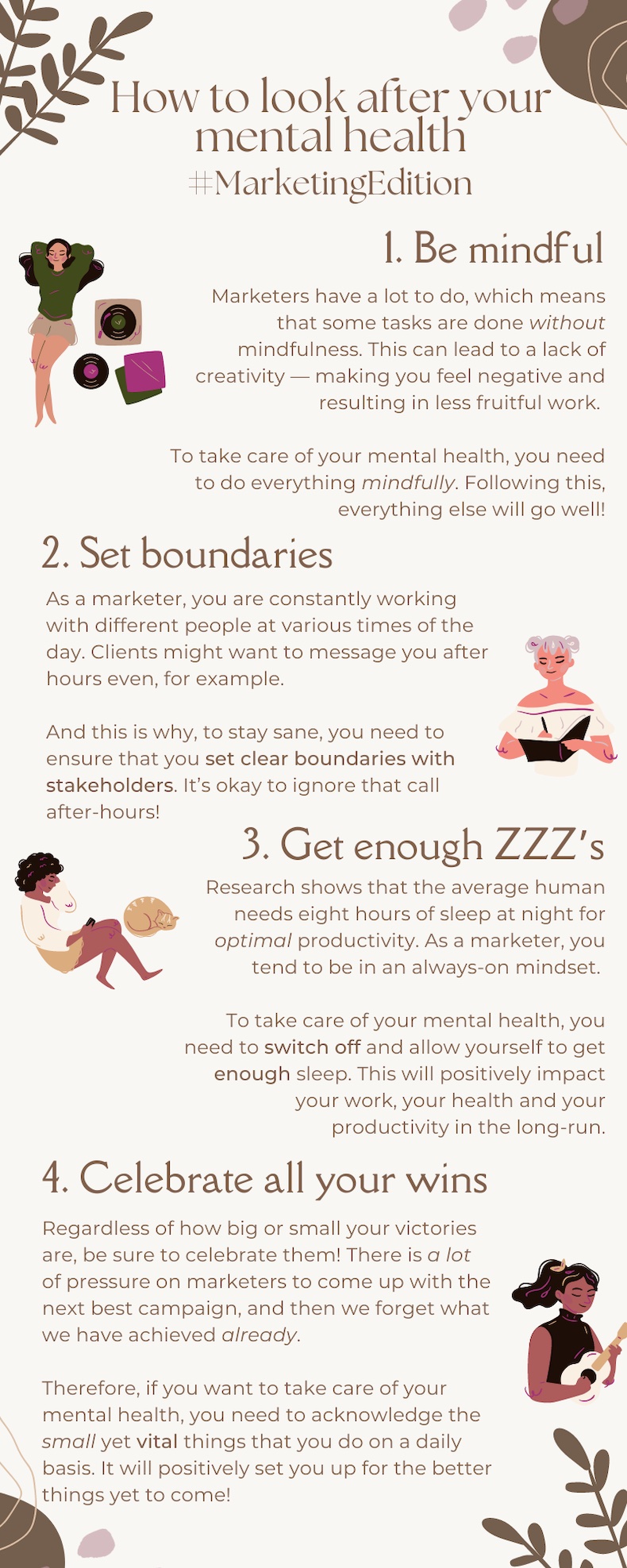 How to look after your mental health #Marketingedition infographic