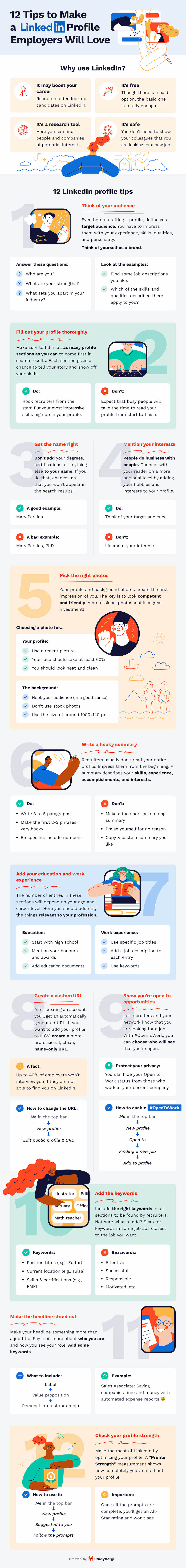 12 tips for making a LinkedIn profile employers will love infographic