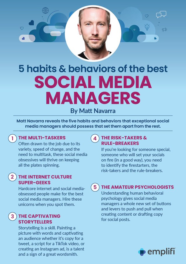 5 habits and behaviors of the best social media managers infographic