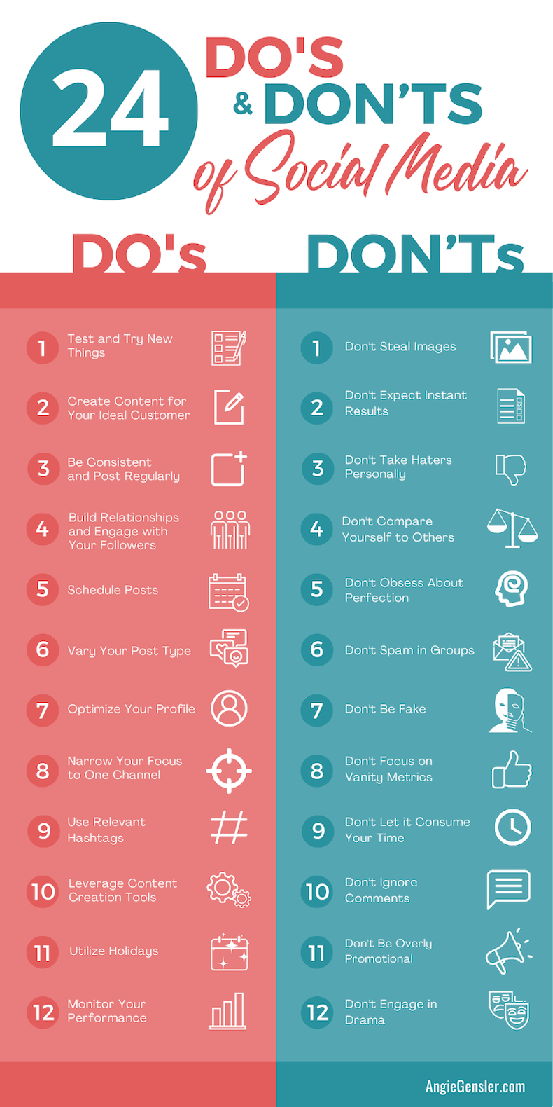 24 do's and don'ts of social media infographic