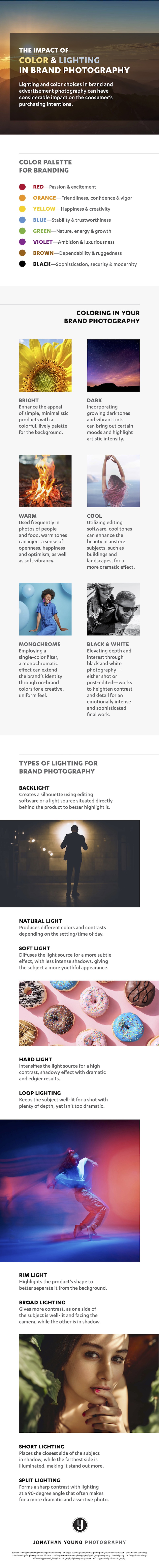 Impact of color and lighting in brand photography