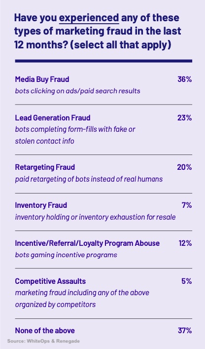 Types of marketing fraud experienced by digital marketers in the past 12 months