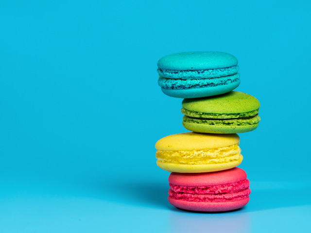 A stack of colorful macaroons